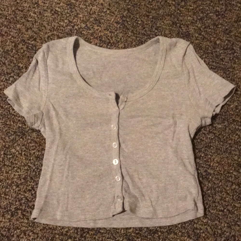 Gray button down baby tee